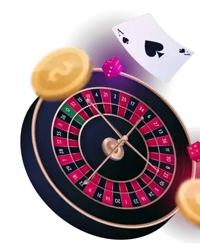 Dibujo de una rueda de ruleta con naipes, dados y monedas alrededor, usado como ilustración por un portal chileno de reseñas.