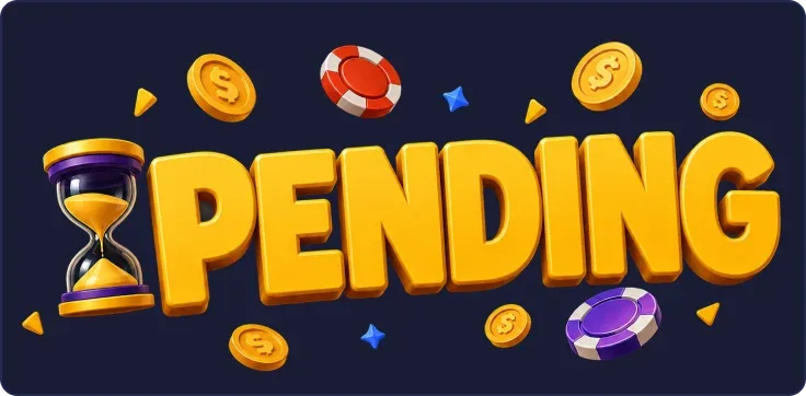 Rótulo ilustrado con la palabra «Pending» y un reloj de arena, tomado del set gráfico de otra casa de apuestas.